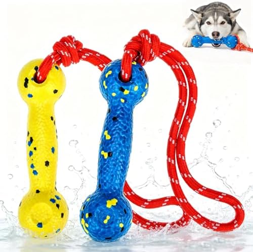 EXPAWLORER Floating Dog Toys 2 Pack, Durable ETPU Dog Water Toys with Rope, Interactive Pool Toy Dummy Bumper for Water Fetch Retrieving, Pool Beach Lake Fetch, Not for Aggressive Dogs