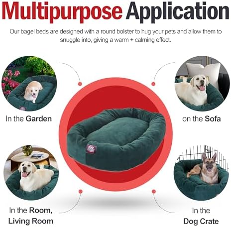 Majestic Pet Micro Velvet Dog Bed, 40 Inch Large, Round, Washable, Marine