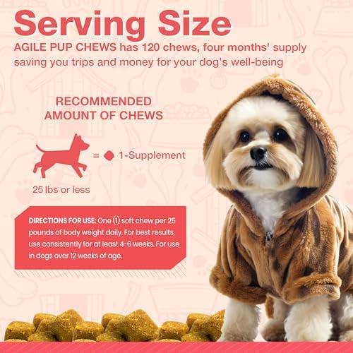 Arthritis Dog Joint Chews| Glucosamine, Chondroitin, Omega-3| MSM Support for Healthy Joints| 120ct Veterinarian Formulated Soft Chews| Up to 4-Month Supply