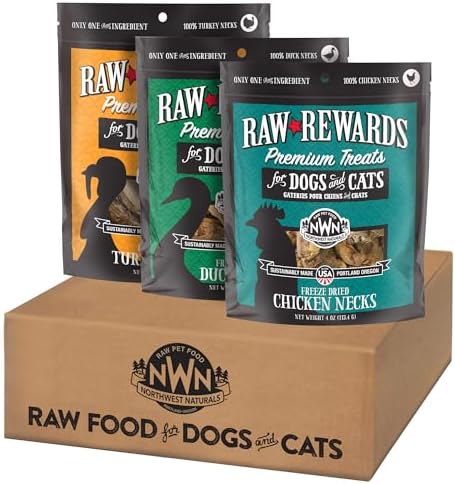 Northwest Naturals Freeze-Dried Raw Rewards Variety Pack for Dogs & Cats - Duck/Chicken/Turkey (Pack of 3)