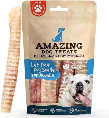 Amazing Dog Treats - 12 Inch Beef Trachea Chews for Dogs (10 pcs/pk) - 100% Natural Trachea Dog Treats - Excellent Source of Glucosamine - Natural Long Lasting Treats