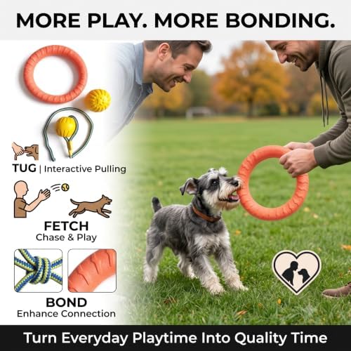 3-Piece Puppy Toys, EVA Chew Toy Set for Small Dogs | Quiet EVA chew toys with ball & tug ring for puppies and small dogs; designed for indoor and apartment play.