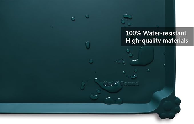 Hoki Found Large Silicone Pet Food Mats - Non Slip Dog Cat Bowl Placemats - Waterproof Dog Cat Food Mats - Dark Cedar