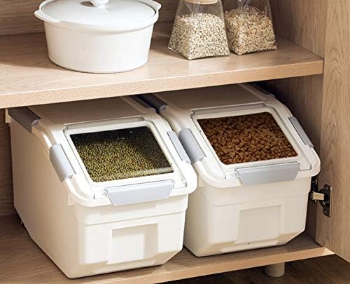 LISM 2 Pack Dog Food Storage Container with Scoop, 2-Pack, 10 LB, White