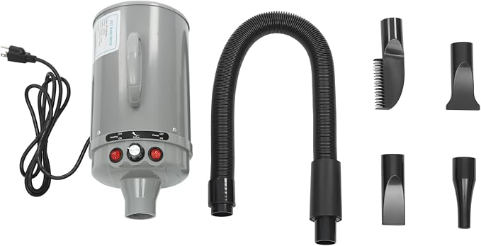 Pet Hair Dyer, 2200W High Velocity Dog Hair Dryer,Quiet Dog Blow Dryer with Adjustable Speed,Dog Dryer for Pet Grooming (Grey)