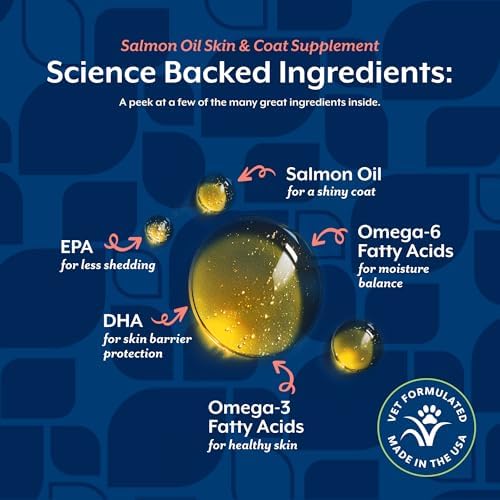 NaturVet – Salmon Oil Skin & Coat Plus Omegas | Supports Healthy Skin & Glossy Coat | Natural Source of Omega-3 & 6 Fatty Acids | for Dogs & Cats (17 oz Oil)