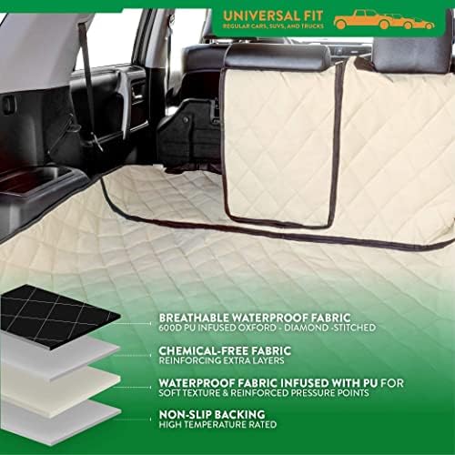 Plush Paws Convertible Cargo Liner - Regular Tan, Diamond Stitching