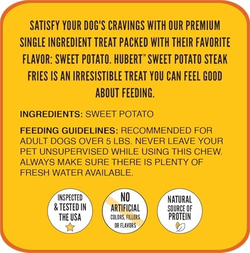 Hubert Sweet Potato Dog Treats, Single Ingredient Vegan Fries, 1 lb