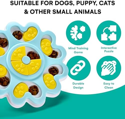 Dog Treat Puzzle Toy - Interactive Treat Puzzle Games for Mind Training & Memory Stimulation - Challenging Pet's Slow Feeder - Smart Treat Feeder, Hide & Slide Entertainment Game for Puppy & Dogs