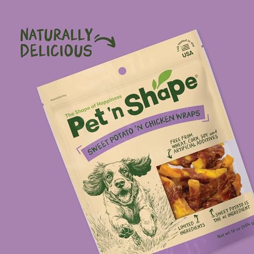 Pet 'n Shape Sweet Potato Chews Jerky Dog Treats - 1 Pound (Pack of 3)