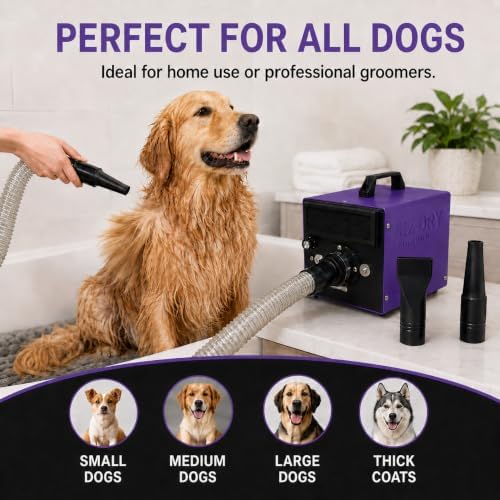 EZ-DRY High Velocity Variable Speed Force Dryer, Dog Grooming Dryer, Preferred by Professional Groomers Worldwide, Light Weight | Preferred by Professional Groomers Worldwide Light Weight