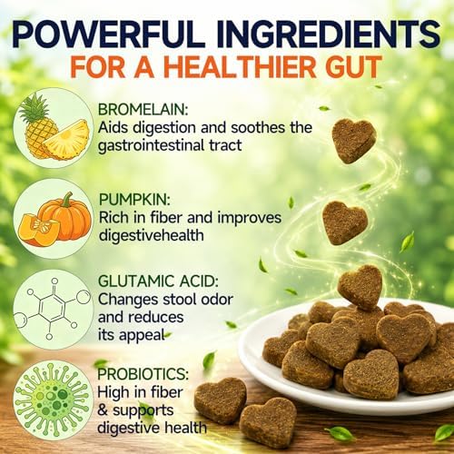 No Poo Chews for Dogs, a Gentle Coprophagia Deterrent Supplement. Daily Poop Pills with Digestive Enzymes, Probiotics, and Pumpkin Powder to Help Reduce Feces Consumption. Chicken.