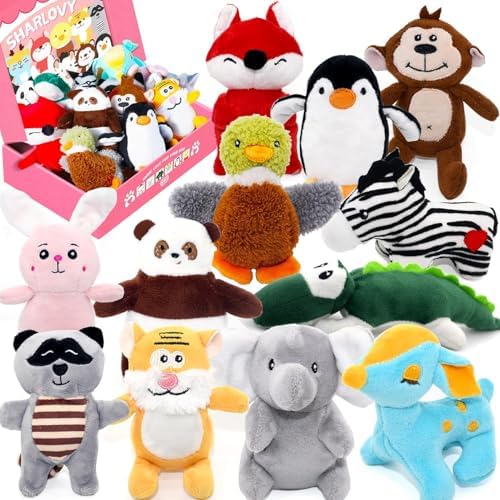 SHARLOVY Dog Squeaky Toys for Small Dogs, Pack 12 | Stuffed Animal Puppy Toy, Cute Puppy Chew Toy For Dog Teething, For Small To Medium Dogs, Soft Plush Pet Toys, In Gift Box