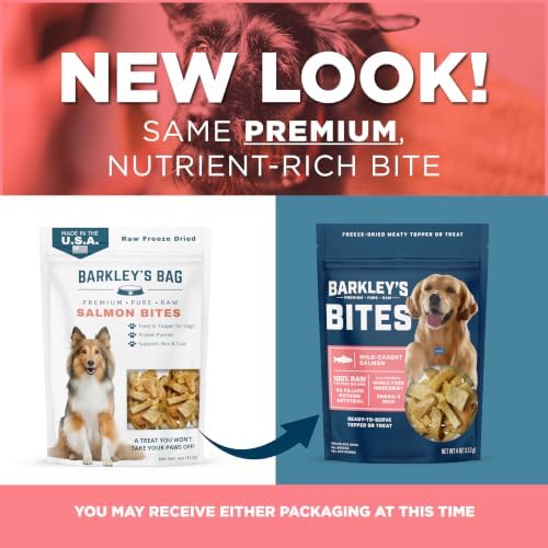 Barkley's Bag Salmon Bites, Freeze Dried Dog Treats & Topper, 4 Oz, 3 Pack