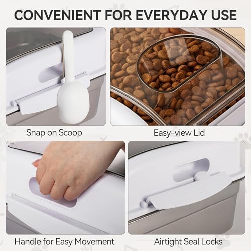 ALL FOR PAWS Stainless Steel Pet Food Storage Container with Airtight Lid & Scoop, Up to 11 Lbs, Stainless Steel, Silver