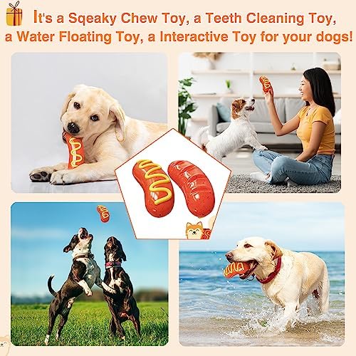 Tough Dog Toys, Dog Toys for Aggressive Chewers Large Breed Dogs, Hot Dog Dog Chew Toy Durable Dog Toys for Large Dogs Dog Extreme Chew Toys Indestructible