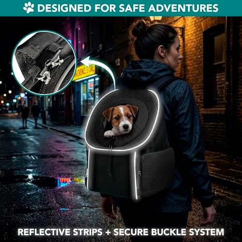 PetAmi Dog Carrier Backpack, Hands-Free Front Carrier, 10 lbs, Black