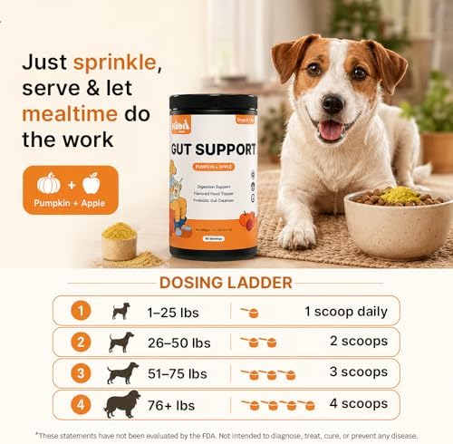 Pumpkin Gut Support for Dogs – Digestive Health Supplement with Natural Fiber & Probiotics, 60 Servings | Kubi Pets