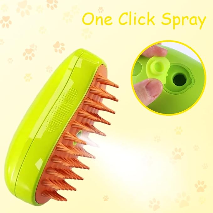 Cat Brush,3 in1 Cat Steam Brush,Self Cleaning Steam Cat Brush for massage, Pet Steam Brush for Cat,Multifunctional Cat Steamer Brush,Cat Grooming Brush for Removing Tangled Loosse Hair (Green)