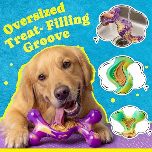 Kseroo 2 Pack Indestructible Dog Toys for Aggressive Chewers 30-120 lbs | Bacon Flavor Nylon Hard Dog Toys, Tough Dog Toys for Medium & Large Breeds, Durable Dog Chew Toys to Keep Them Busy