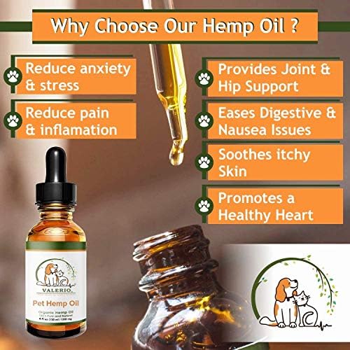 Valerio Pets Hemp Oil for Dogs and Cats - 4 Oz - Hemp Oil Drops with Omega Fatty Acids - Hip and Joint Support and Skin Health (3 Pack - 3 x 4 Oz)