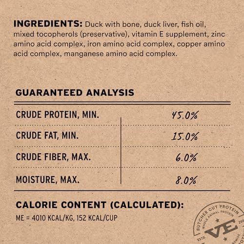 Vital Essentials Freeze Dried Dog Food, Duck Nibs, 14 oz Bag