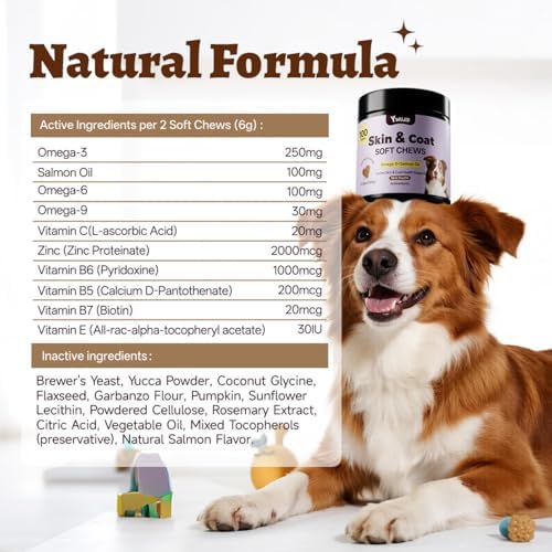Salmon Oil Skin&Coat Supplement for Dogs-Omega 3 Fish Oil