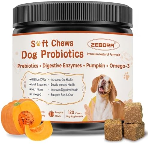 ZEBORA Probiotics for Dogs, Supports Digestive Health, 120 Soft Chews
