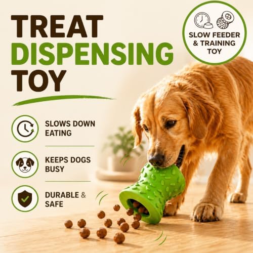 Treat Dispensing Dog Toy, Puzzle Toy for Small & Medium Dogs, Slow Feeder | Interactive treat dispensing toy keeps dogs busy with reward play, encourages problem solving, provides mental stimulation