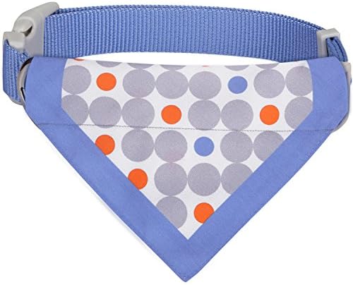 Blueberry Pet Unisex Polka Dots Chilling Summer Blue Cotton Blend Neckerchief Scarf Bandana Adjustable Dog Collar, Medium, Neck 14.5"-20"