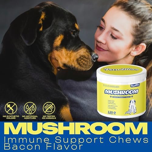 Turkey Tail Mushroom for Dogs Lumps and Bumps - Mushroom Immune Support for Dogs- Mushroom Blend with Shiitake, Lion's Mane, Maitake, Reishi, Cordyceps, Chaga-120 Soft Chews