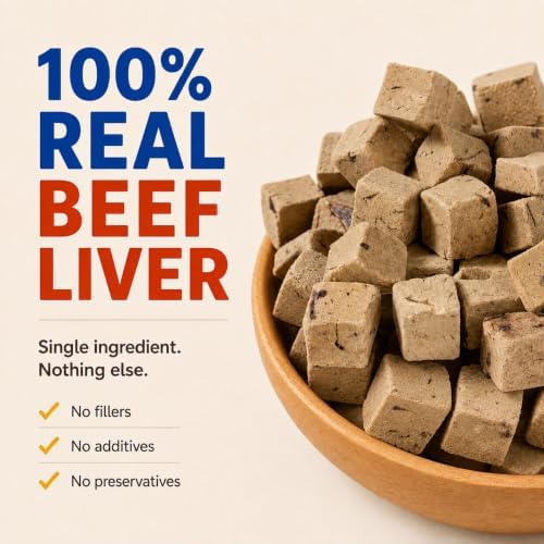 Freeze‑Dried Beef Liver Granules, Single Ingredient Pet Treats for Dogs & Cats, 2.1 oz, Training Reward & Food Topper