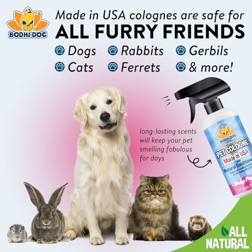 Bodhi Dog Premium Dog Cologne - Deodorizing Dog Perfume & Conditioner for Dogs & Cats - Natural Long Lasting Spray - Keeps Pets Fresh All Day - Gentle, Safe Formula, Made in USA - Baby Powder 17 Fl Oz
