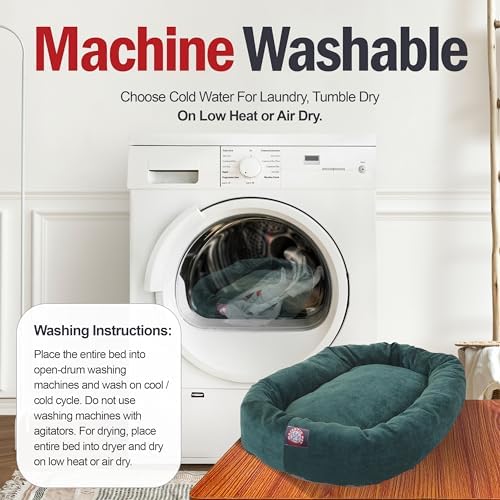 Majestic Pet Micro Velvet Calming Dog Bed, 32 Inch Medium, Washable, Marine