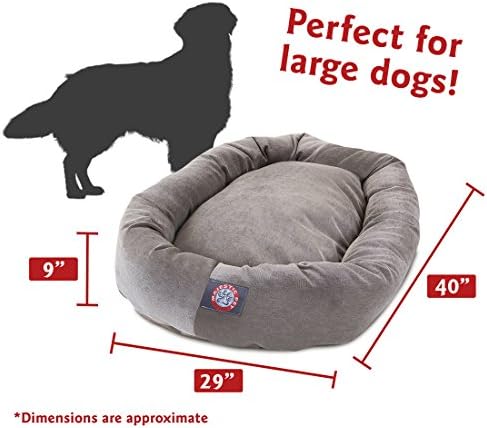 Majestic Pet Villa 40 Inch Shredded Memory Foam Dog Bed for Large Sized Dog 40x29x9 Inch–Orthopedic Pet Bed with Removable Washable Cover-Washable Large Puppy Mat with Head Support-Vintage