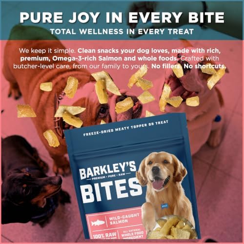 Barkley's Bag Salmon Bites, Freeze Dried Dog Treats & Topper, 4 Oz, 6 Pack