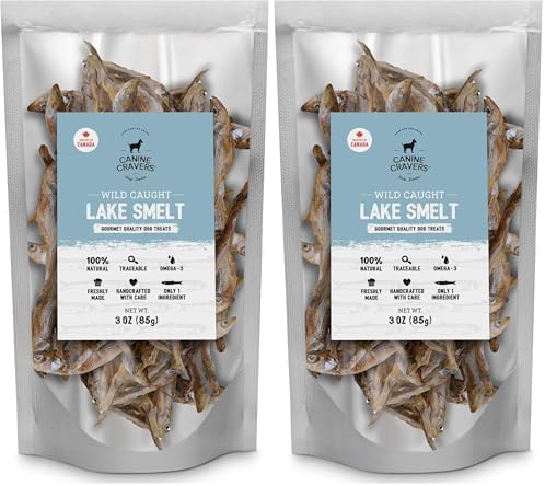 Canine Cravers Single Ingredient Dog Treats - Wild Caught Lake Smelt, 3oz (Pack of 2)