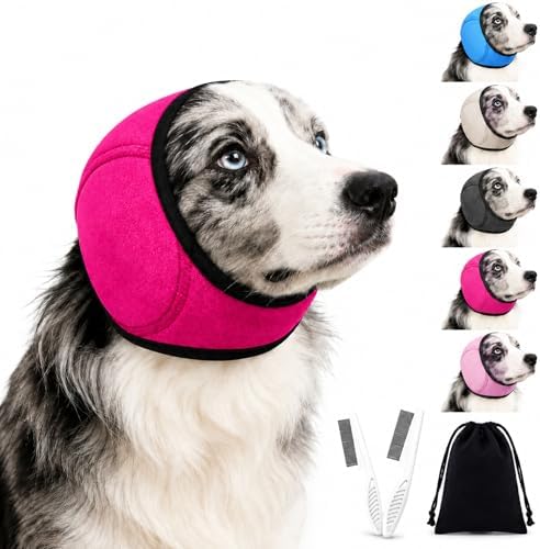 Dog Ear Muffs Noise Protection, Adjustable No-Flap Dog Ear Cover for Fireworks, Thunderstorms, Grooming, Blow Drying