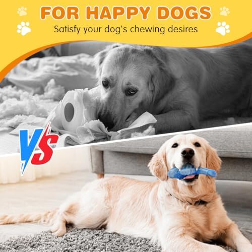 BoYoYo Tough Dog Toys for Aggressive Chewers 2 Pack, Indestructible Dog Toys to Keep Them Busy, Beef Flavor, Nylon Dog Chew Toys for Small, Medium and Large Dogs, Blue & Green