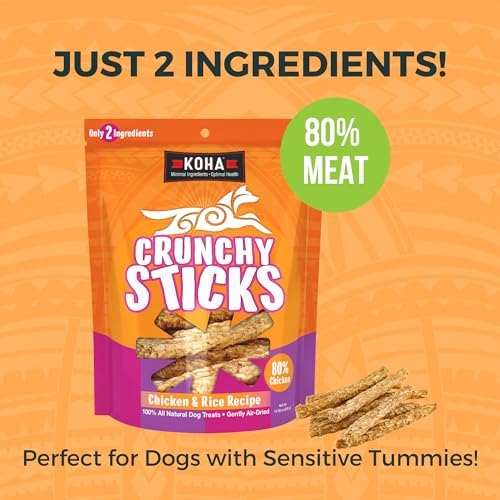 KOHA Crunchy Sticks Dog Treats Variety 2-Pack, Two Ingredients