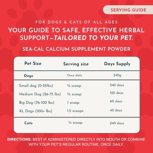 Animal Essentials Sea-Cal - Pure Seaweed Calcium Powder for Dogs with Magnesium, Joint Supplement for Dogs & Cats for Healthy Bones & Teeth, Joint Health, Vegan Icelandic Seaweed Calcium - 8.5 oz