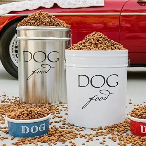Harry Barker Classic White Dog Food Storage Canister, Up to 40 lbs, Metal, White