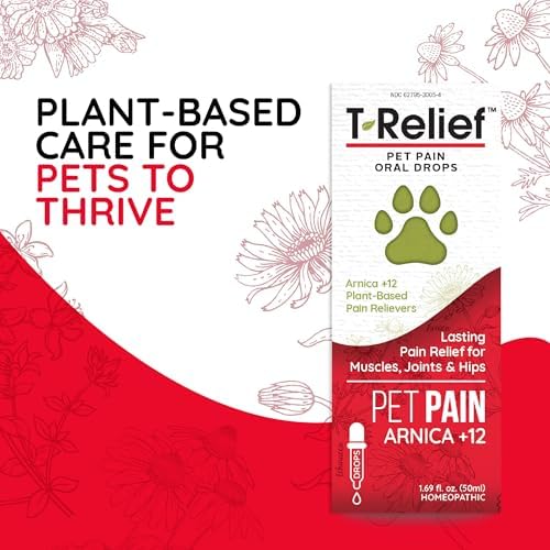 T-Relief Pet Pain Relief Drops Arnica +12 Powerful Natural Medicines Help Reduce Muscle Joint & Hip Pain Soreness Stiffness Injuries in Dogs & Cats - Fast-Acting Soother - 1.69 oz (Pack of 2)