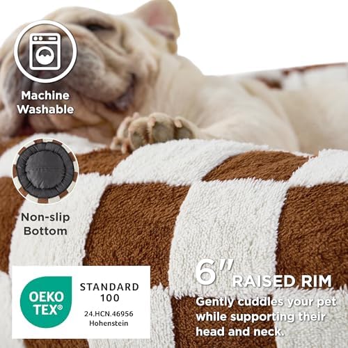 LE SURE Shown on TV Jacquard Donut Cute Cat Beds Indoor,Brown 20x20x6in