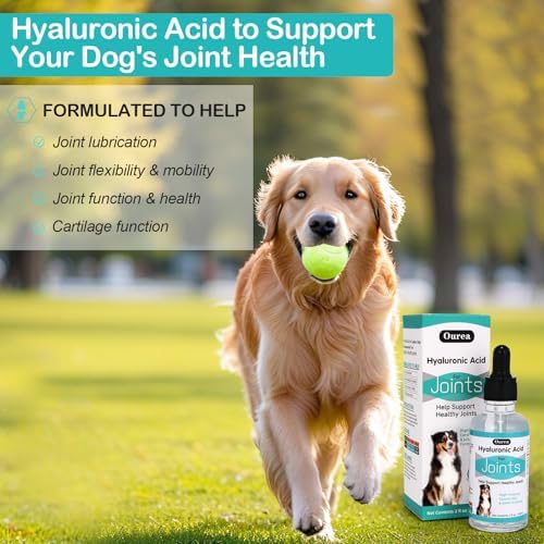 Hyaluronic Acid Joint Supplement for Dogs, Dog Hip and Joint Supplement, High Molecular Weight Natural Support for Dog Joint Health & Movement, Premium Dogs Essentials for Joint, Skin, Coat, Eye Care