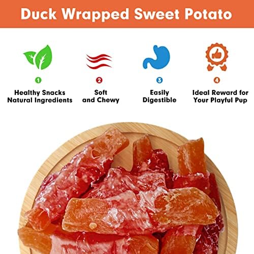 MON2SUN Dog Treats, Rawhide-Free Duck Wrapped Sweet Potato, 25 oz