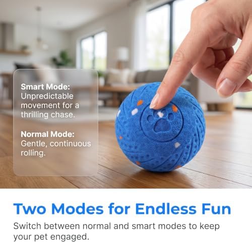 Interactive Dog Ball - Automatic Moving Dog Toy for Small Dogs, Non-Toxic Interactive Dog Toys with Squeaky, Bouncing Pet Ball for Indoor Outdoor Fetch Play (Blue)