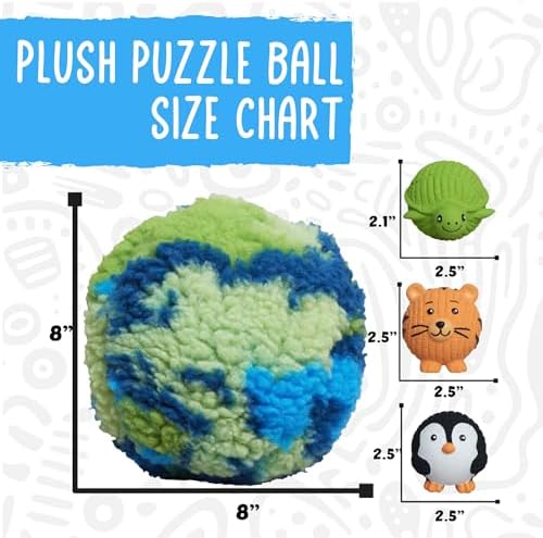 HuggleSnuffles SnuffleSphere Puzzle Ball - Interactive Enrichment Toy for Dogs, Hide and Seek Dog Toy for Ruff-Tex Balls & Treats, Puppy Games to Keep Them Busy, Foraging Plush for Boredom - Large, 8"