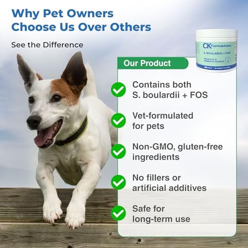 | S boulardii + FOS for Dogs and Cats | Probiotic and Prebiotic Powder | Support Gut Health, Diarrhea | 6 Billion CFU | 60g