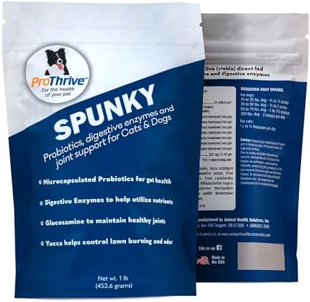ProThrive Spunky Digestive Supplement - Probiotics, Digestive Enzymes, Joint Support for Cats and Dogs | Gut Health | Pet Probiotics for Dogs and Cats - 1lb